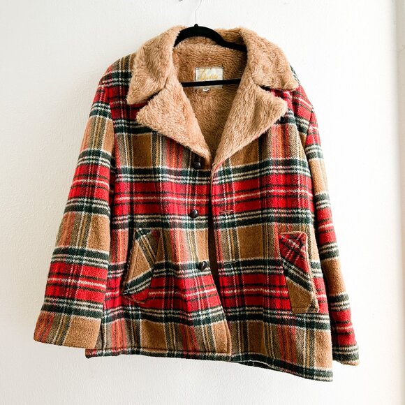 VINTAGE Authentic 1950s Wool Plaid Chore/Lumberjack Jacket SZ 42 - Picture 1 of 8
